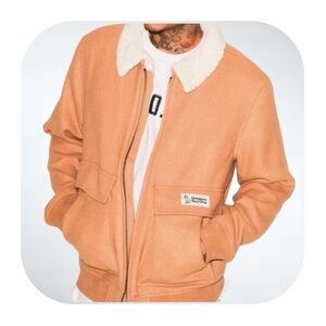 October’s Very Own OVO M wool blend aviator jacket in Carmel